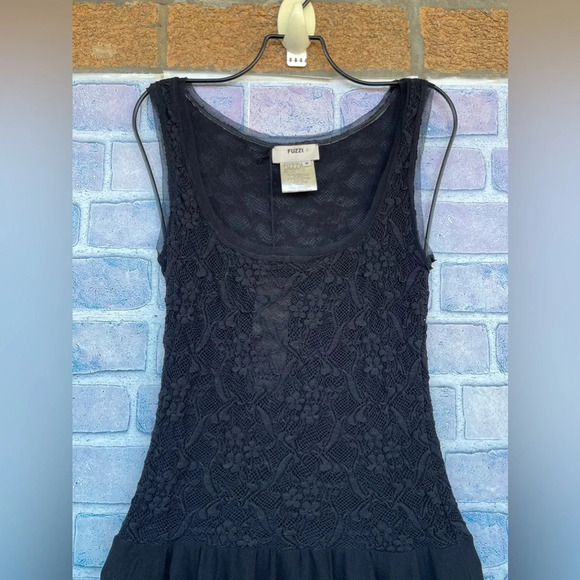 Fuzzi Jean Paul guiltier Black Lace Tulle Mesh Fit Flare Stretch dress small - Picture 2 of 13